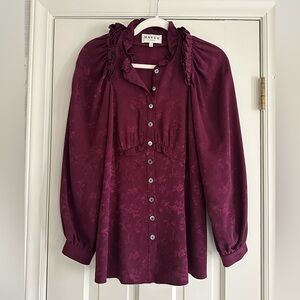 Mayle Deep Burgundy Ruffled Blouse